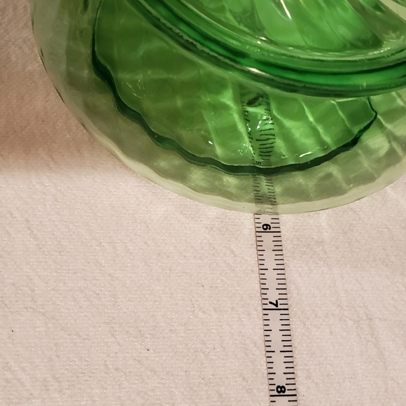 Vintage Spiral Green Hocking Glass Bowl (1928-30) with Lid Depression Glass - Picture 14 of 15